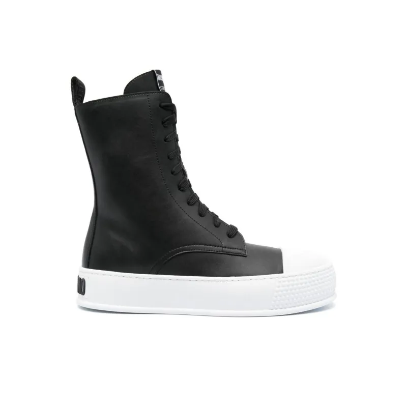MOSCHINO High-Top Skateboard Shoes Men's Black-1