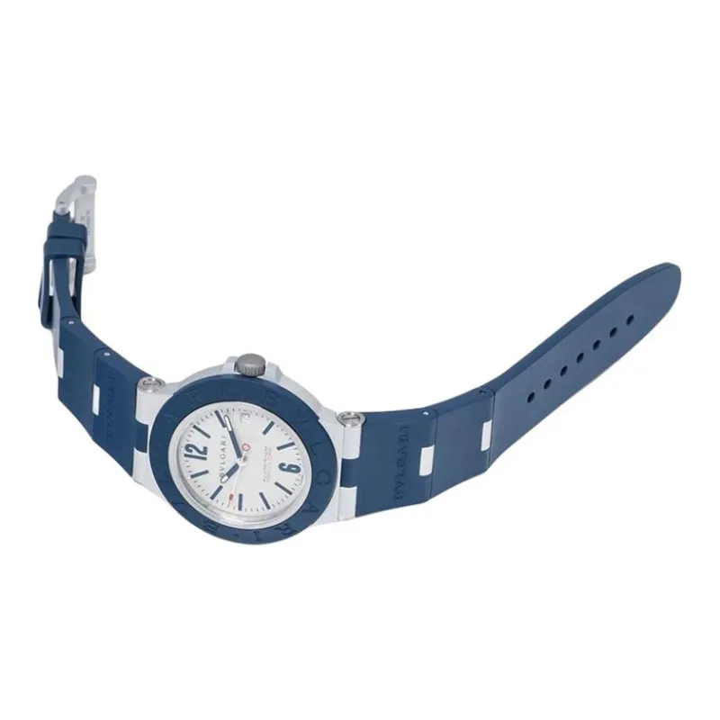 BVLGARI BVLGARI∙BVLGARI Collection Wrist Watch Automatic Mechanical Movement Rubber Strap 40mm White Dial Men's Watches-4