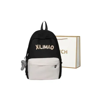 BRINCH Nylon Backpack Unisex Black/Light Brown/Green/Dark Blue