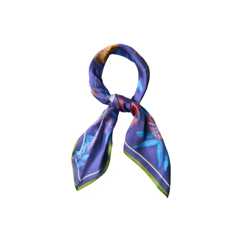 ZARA Polyester Silk Scarves Women's Purple-2