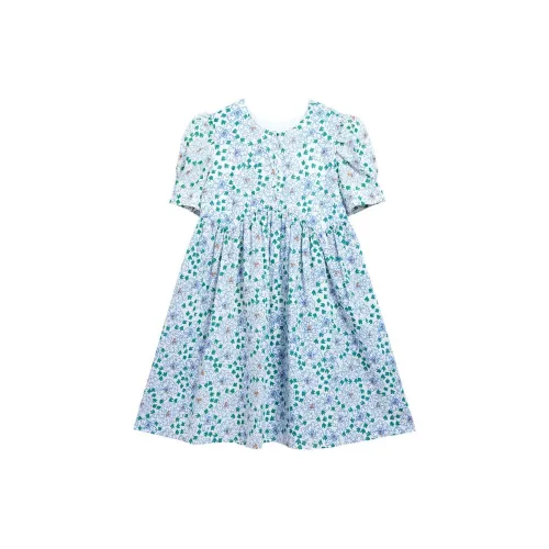 Asuka and new sake Short-Sleeved Dresses Women's Full-Coverage Pattern Light Blue