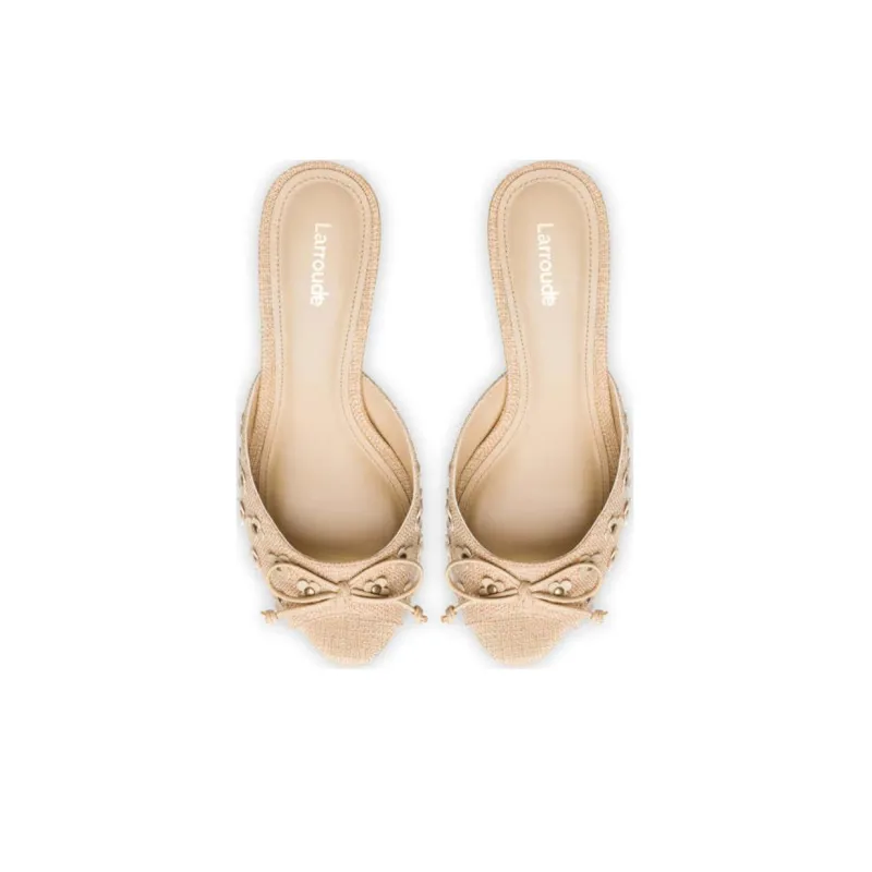 Larroude Slip-Resistant Slide Slippers Women's Beige-3