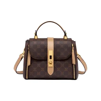 MashaLanti PVC Handbag Shoulder Bag Crossbody Bag Small Size Women's Dark Brown & Apricot