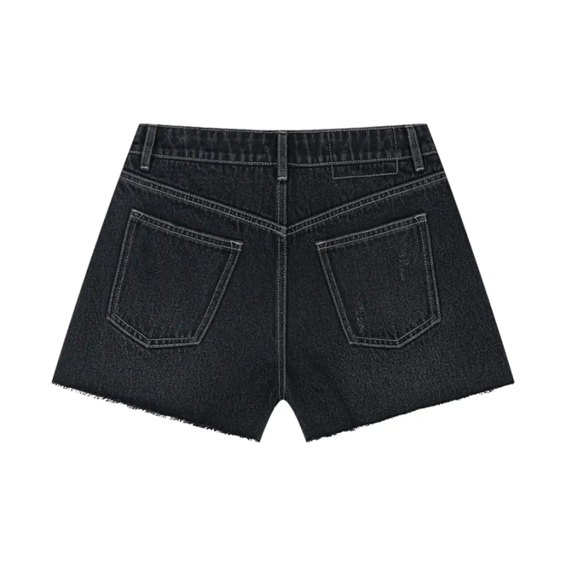 UOOYAA Denim Shorts Women's Black-1