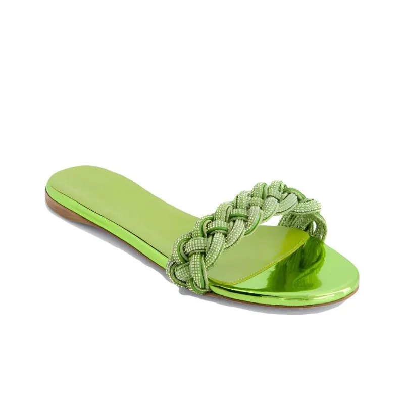 GIAMBATTISTA VALLI Slide Slippers Women's Green-2
