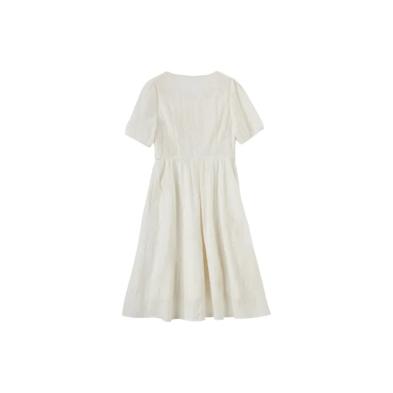 XIANGYING Short Sleeved Dresses Women's Beige-1