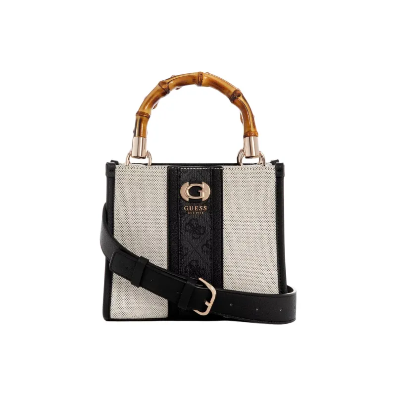 GUESS Canvas Tote Bag Shopping Bag Shoulder Bag Crossbody Bag Handbag Mini Women's Black-0