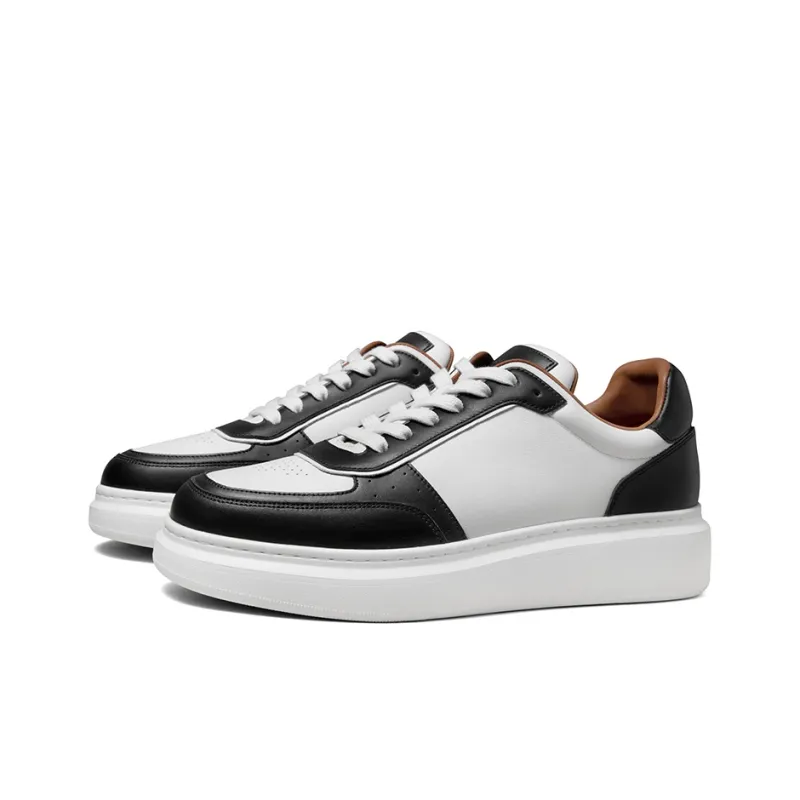 THOM WILLS Casual Versatile Trainer White Sneakers Low Top Skateboard Shoes Men's Black White-1