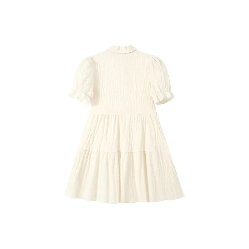 Adeworn Short Sleeved Dress Women's Apricot-1