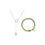 Green Jade and Auspicious Wealth Double-Fulfillment Bracelets+Necklaces Set