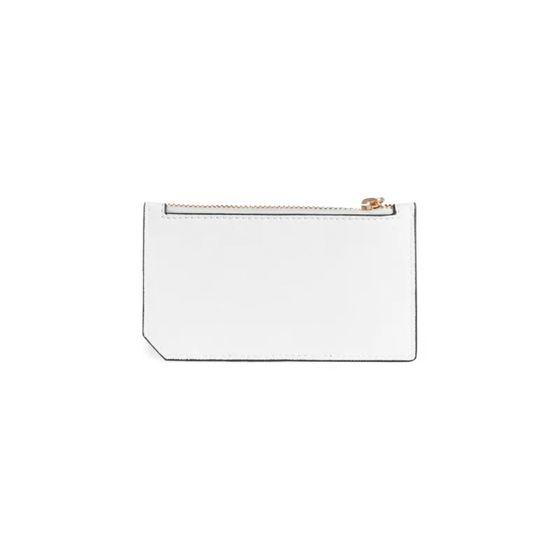 GUESS Faux Leather Card Clip Card Holder Women's White-1
