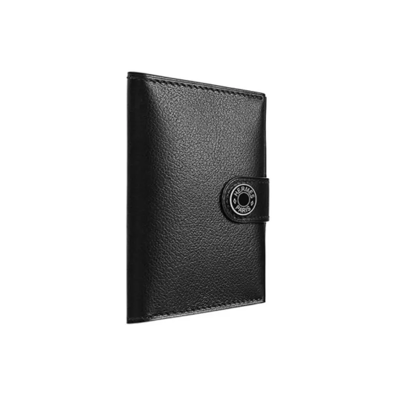 HERMES Evergrain Calfskin Card Holder Men's Black-1