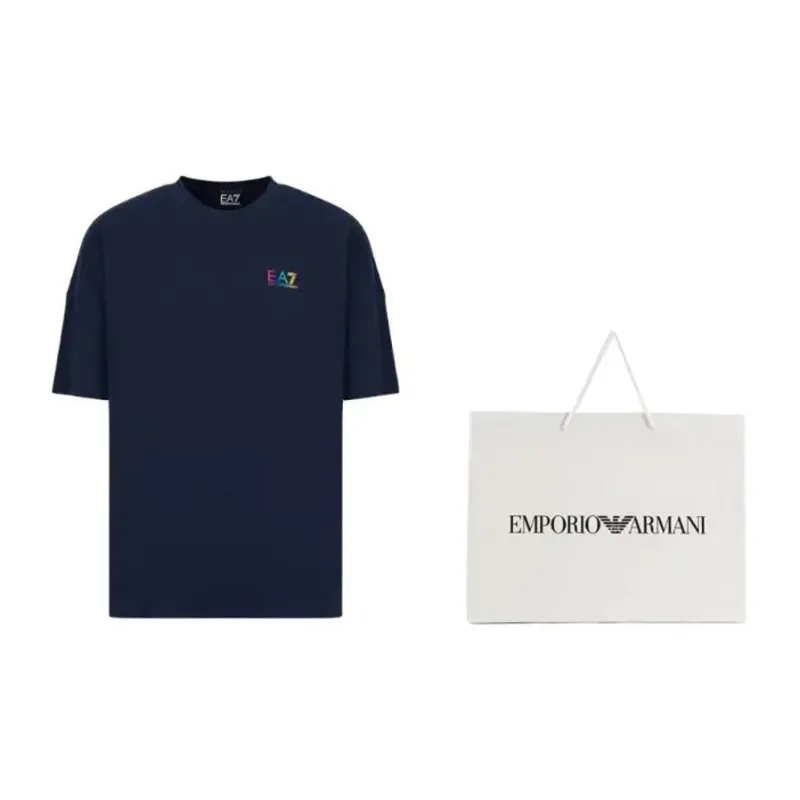 EMPORIO ARMANI EA7 SS23 Drop Shoulder Sleeve T Shirt Men's Navy-2