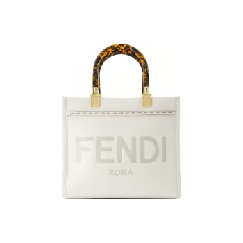 FENDI Sunshine Calfskin Tote Bag, Shopping Bag, Shoulder Bag, Crossbody Bag, Handbag Trumpets Women's White