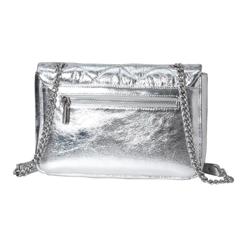 Moran & Karly Cow Leather Shoulder Bag, Crossbody Bag Women's Space Silver-2