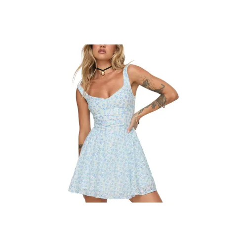 PRINCESS POLLY Slip Dresses Women's Blue Floral