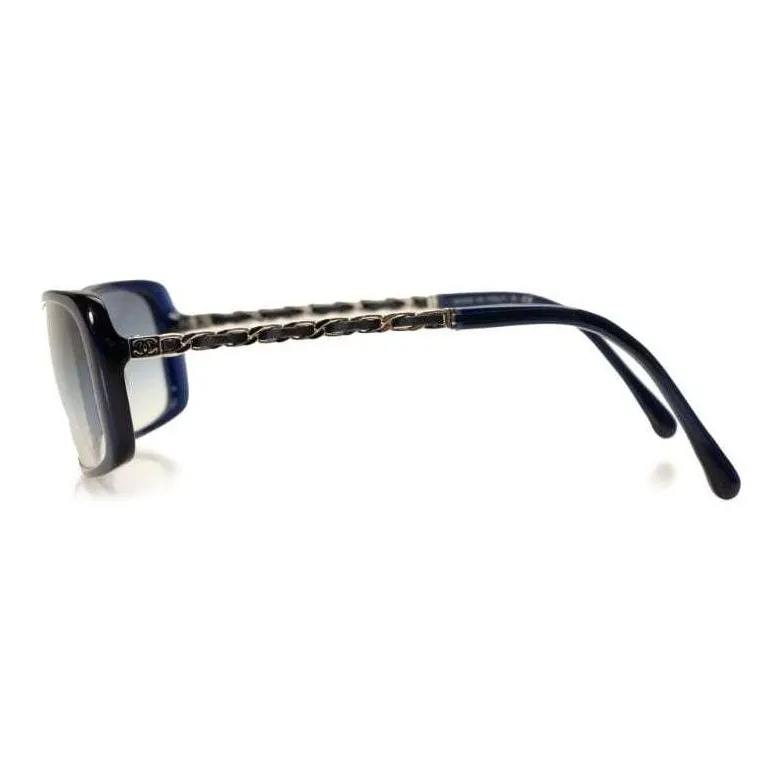 CHANEL Resin Acetate Rectangular Sunglasses Women's Blue-2
