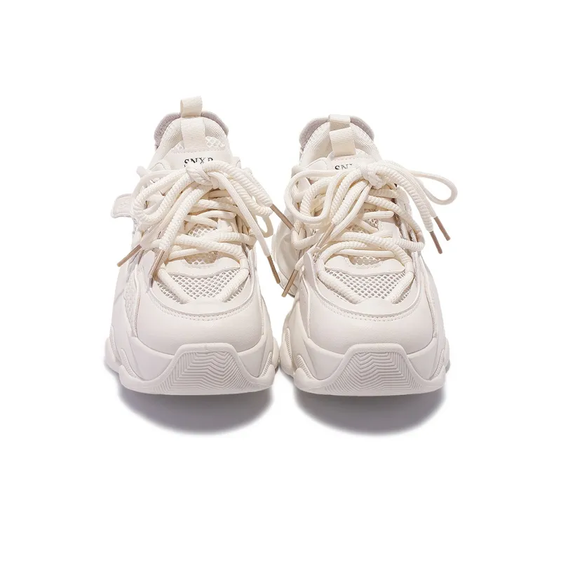 SNXR Anti-Slip Wear-Resistant Waterproof And Breathable Low-Top Chunky Sneakers Women's Beige-38