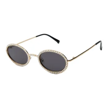 ZARA Metal Jewelry Oval Sunglasses Women's Gold
