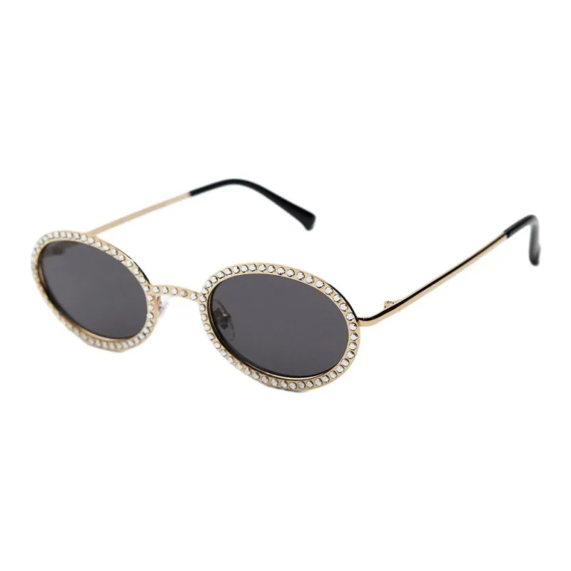 ZARA Metal Jewelry Oval Sunglasses Women's Gold-0