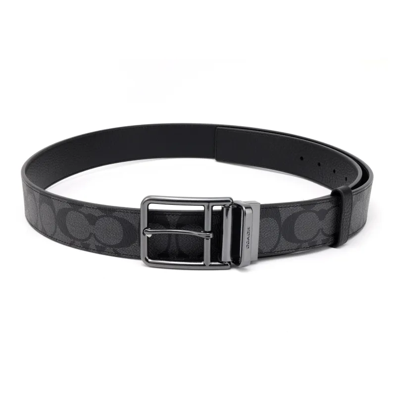 COACH Harness Buckle Cut-To-Size Reversible Belt Black-1