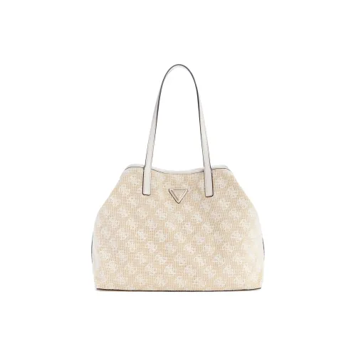 GUESS Artificial Leather Trim Tote Bag Shopping Bag Shoulder Bag Handbag Large Size Women's White
