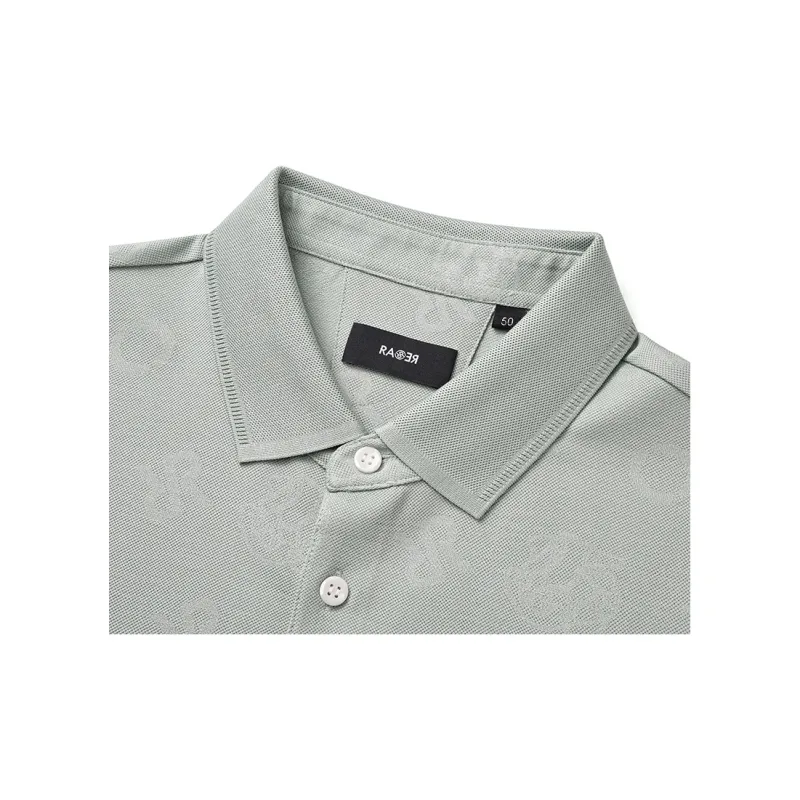 RARE Lapel Short Sleeved T Shirts Polo Shirt Men's Light Green-3