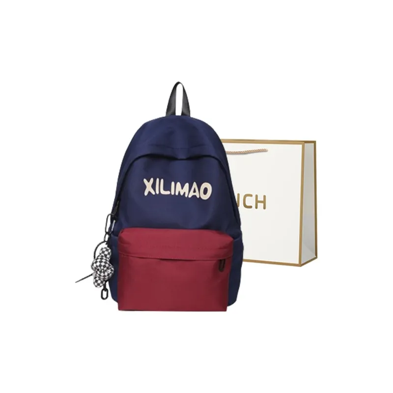 BRINCH Nylon Backpack Unisex Black/Light Brown/Green/Dark Blue-12