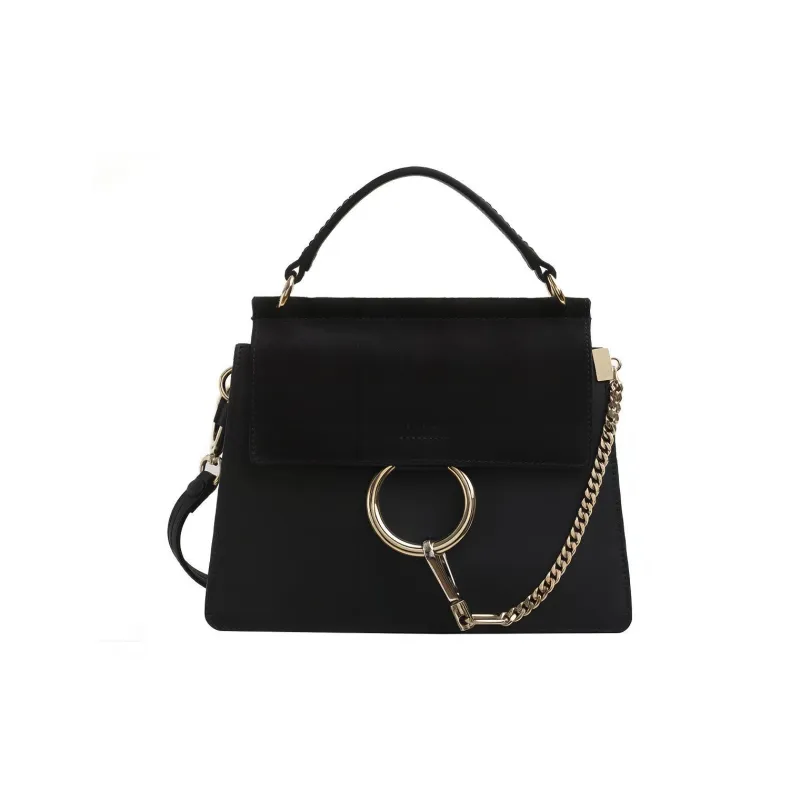 Chloe Faye Calfskin Shoulder Bag, Crossbody Bag, Handbag Trumpets Women's Black-0