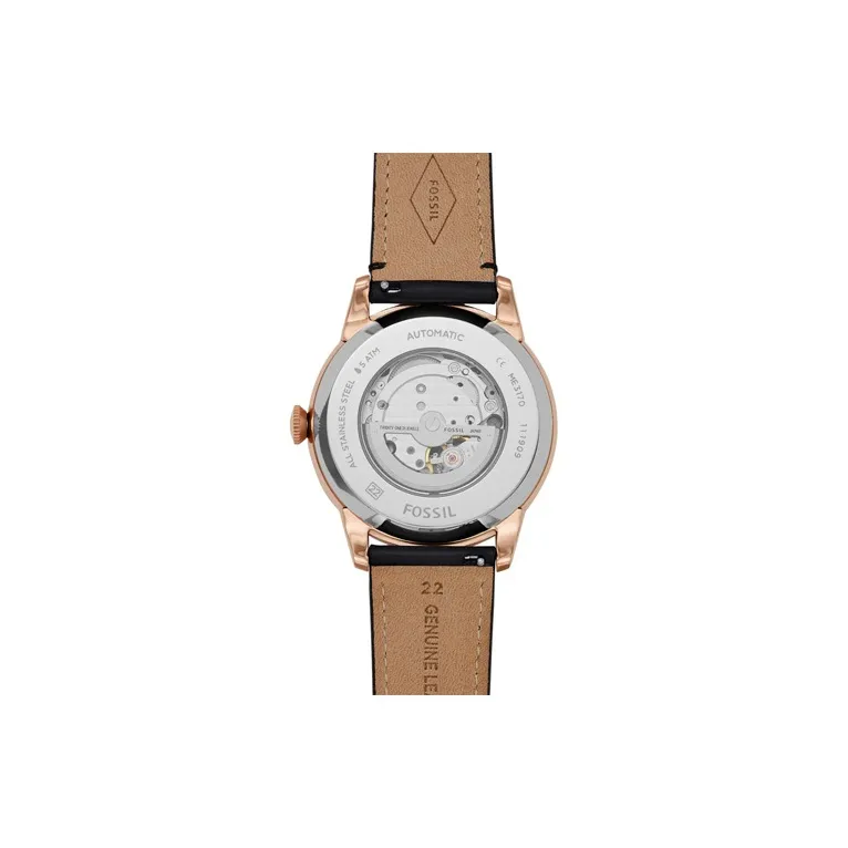 FOSSIL Wrist Watch Automatic Mechanical Movement Leather Strap 44mm Black Dial Men's Watches-2