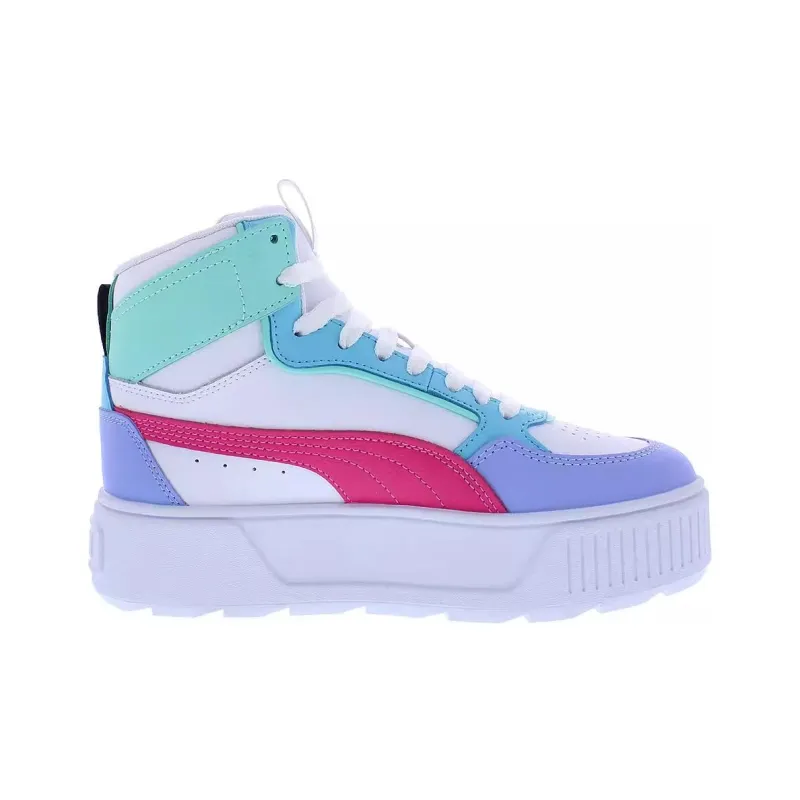 PUMA Karmen Rebelle Anti-Slip Wear-Resistant Mid-Top Skateboard Shoes Women's White Blue Red-1