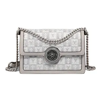 Kevin Cohen Synthetic Leather Crossbody Bag, Small Square Bag Regular Women's Gray Print