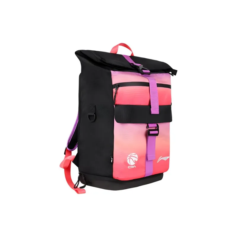 LiNing Basketball Collection Polyester Backpack Regular Unisex Black Purple-1