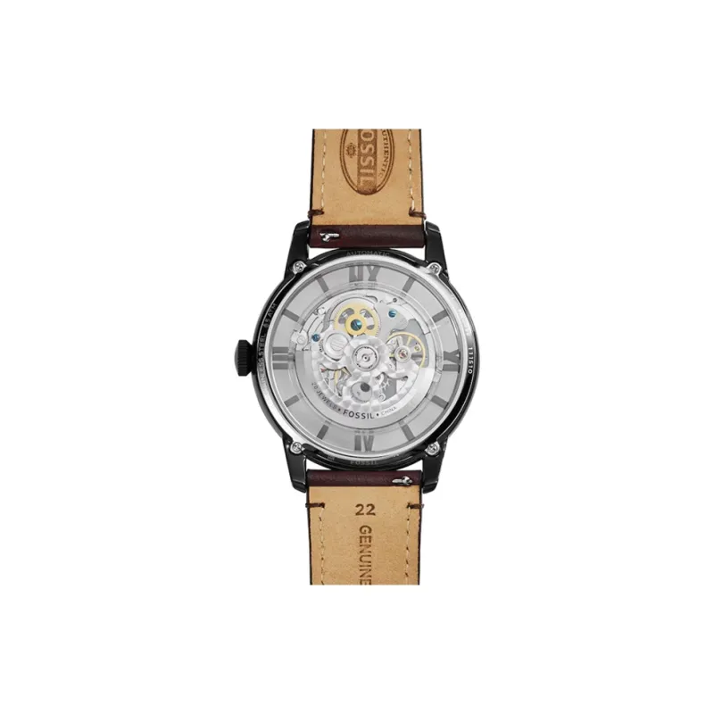 FOSSIL Townspeople Collection Wrist Watch Automatic Mechanical Movement Leather Strap 44mm Tan Watch Dial Men's Watches-1