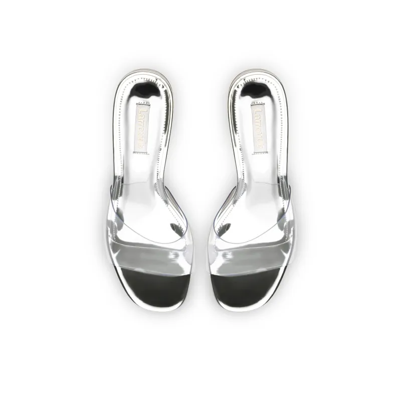 Larroude Slide Slippers Women's Silver-3