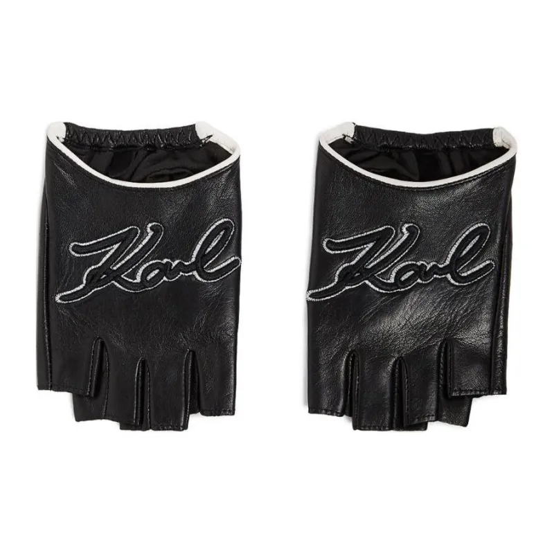KARL LAGERFELD / Karl Lagerfeld Jeans Signature Fingerless Leather Gloves-0