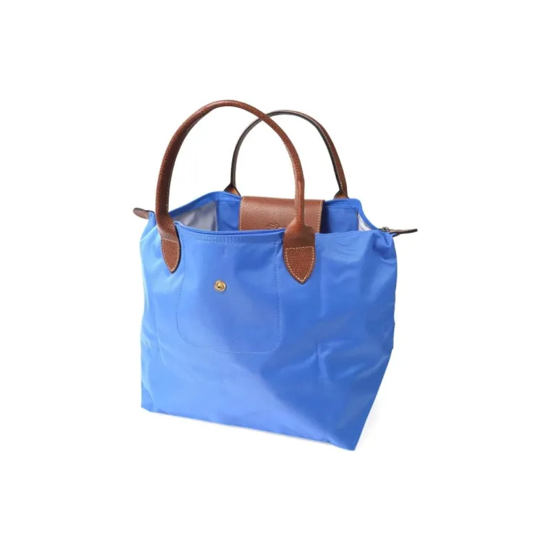 LONGCHAMP Le Pliage Cow Leather Trim Dumpling Bag Handbag Travel Bag Medium Size Women's Diamond Blue-2