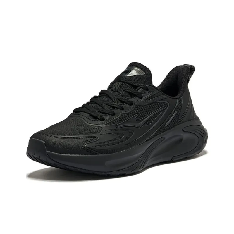 Erke Cushioned Wear Resistant Breathable Low Top Running Shoes Men's Jet Black-2