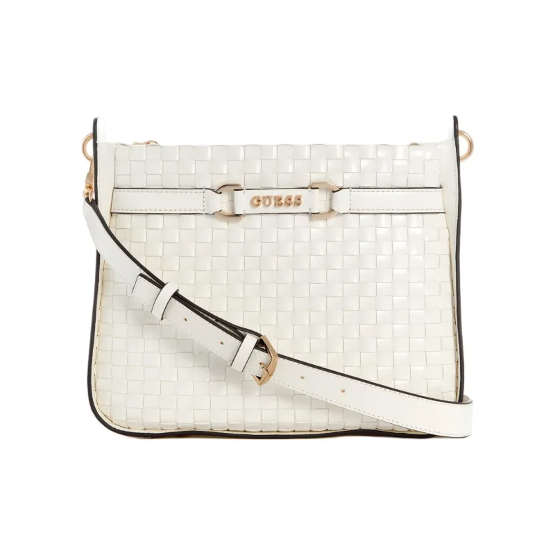 GUESS Faux Leather Hobo Bag Crossbody Bag Shoulder Bag Women's White-0