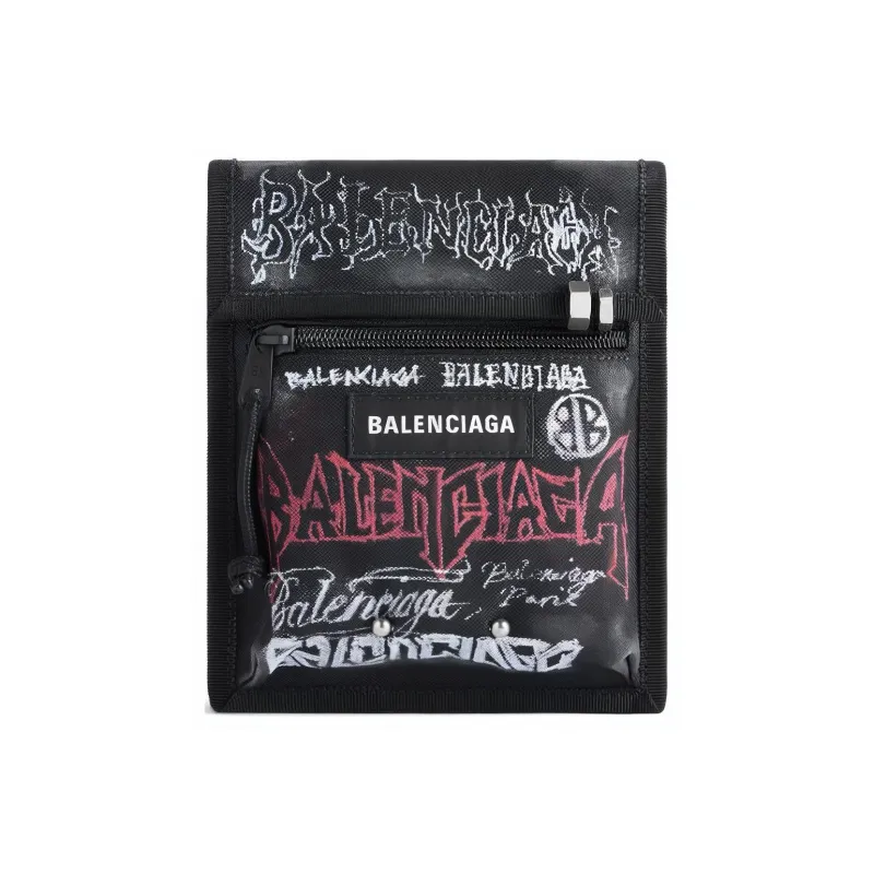 Balenciaga Explorer Fabric Clutch, Shoulder Bag, Crossbody Bag Small Size Men's Black-0