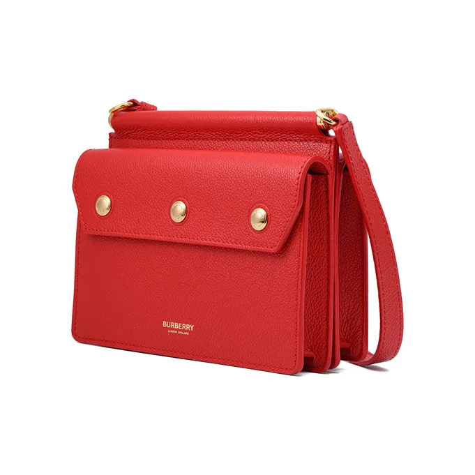 Burberry Title Cow Leather Messenger Bag Shoulder Bag Crossbody Bag Mini Women's Red-4