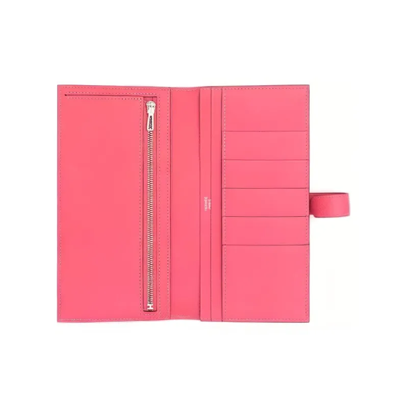 HERMES Bearn Epsom Calfskin Wallet Women's 8W Rose Azalea New Lip Balm Powder-2