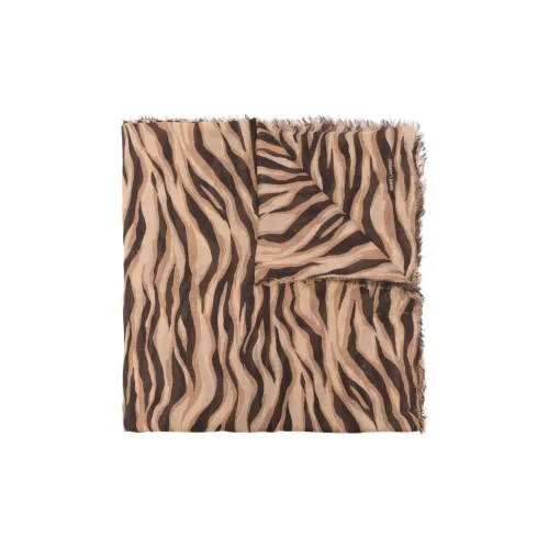 SAINT LAURENT Tiger-print Frayed Scarf