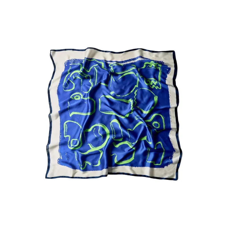 ZARA Polyester Silk Scarves Women's Blue-1