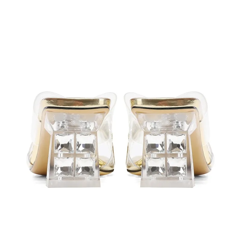 BOSSSUNWEN Rubber Sole Sequins Cut Out Rhinestone Slide Slippers Women's-8
