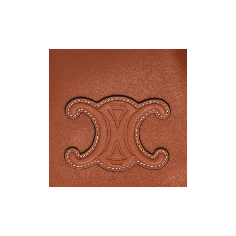 CELINE Triomphe Smooth Sheep Leather Shoulder Bag Crossbody Bag Cell Phone Pouch Women's Tawny-5