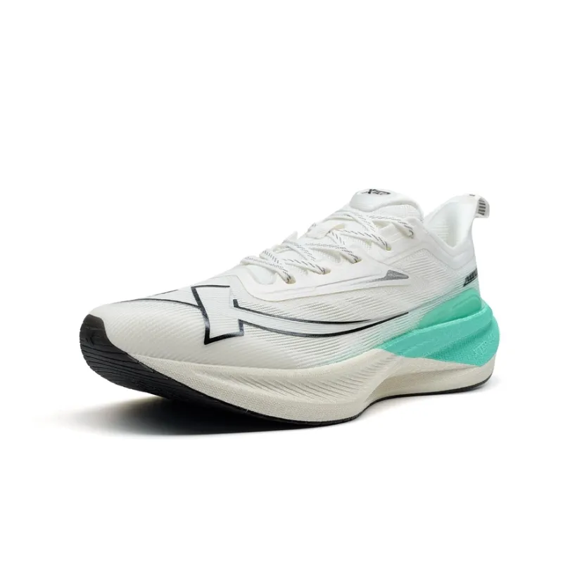 XTEP Two Thousand Kilometers 2.0 Anti Slip Wear Resistant Low Top Training Sprint Running Shoes Men's Sail White-1