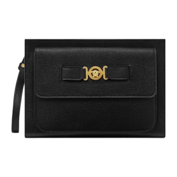 VERSACE Medusa Goatskin Clutch Tubas Men's Black