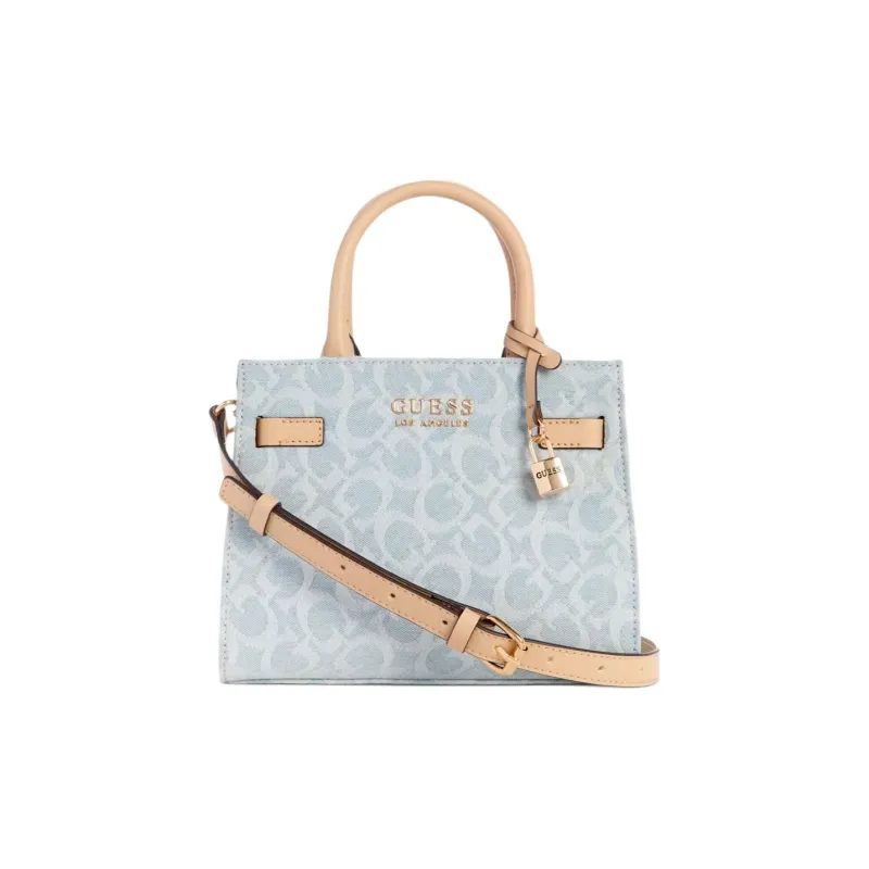 GUESS Denim With Artificial Leather One Shoulder Handbag Crossbody Bag Small Size Women's Blue-0