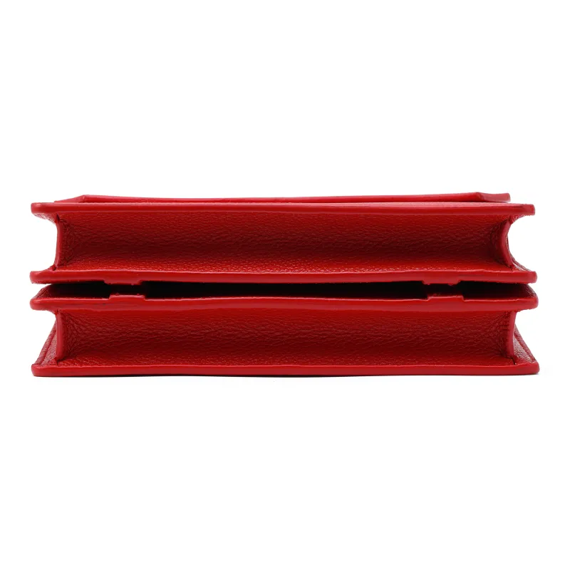 Burberry Title Cow Leather Messenger Bag Shoulder Bag Crossbody Bag Mini Women's Red-7